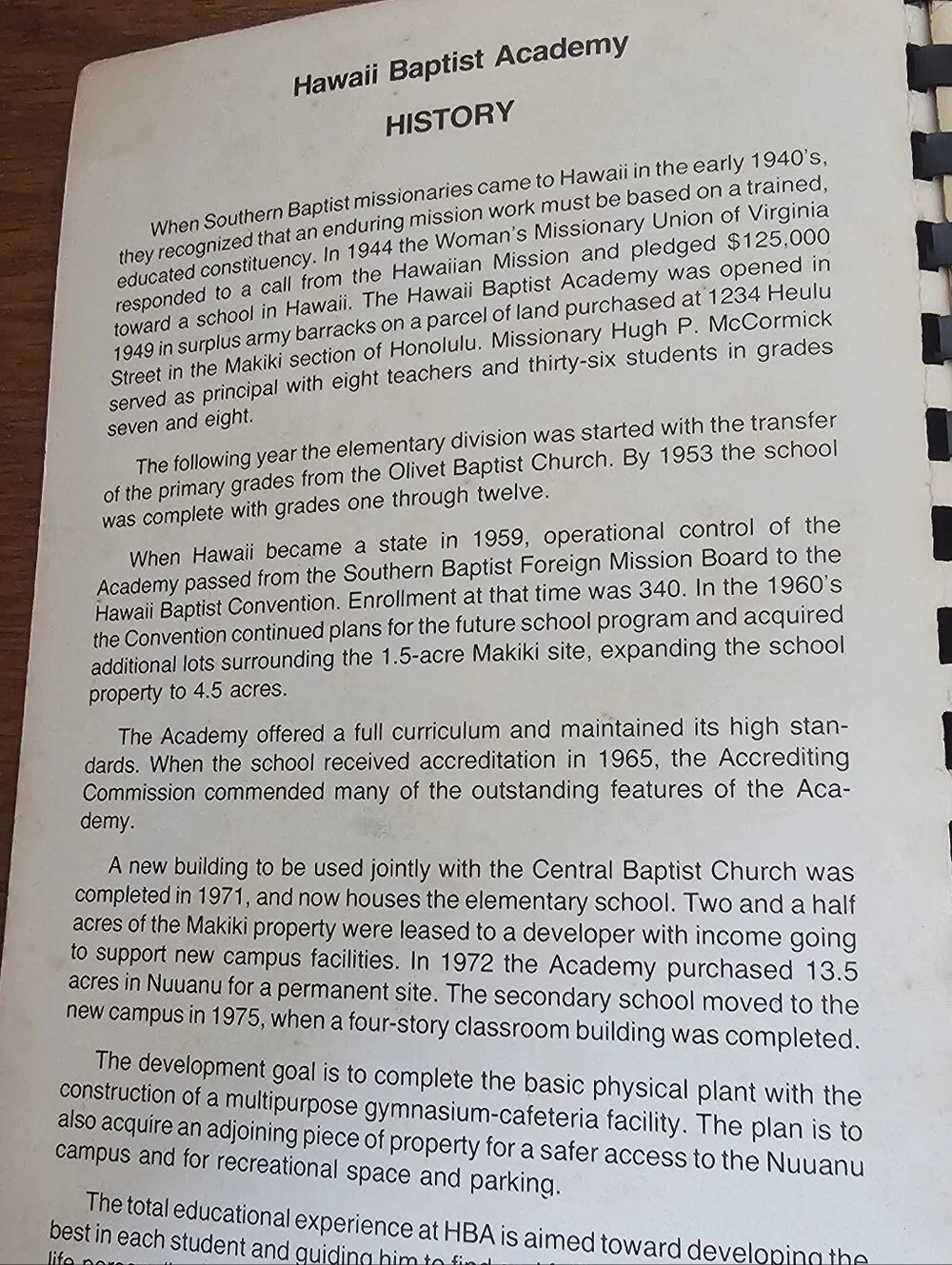 Hawaii Baptist Academy Family Cookbook Vintage